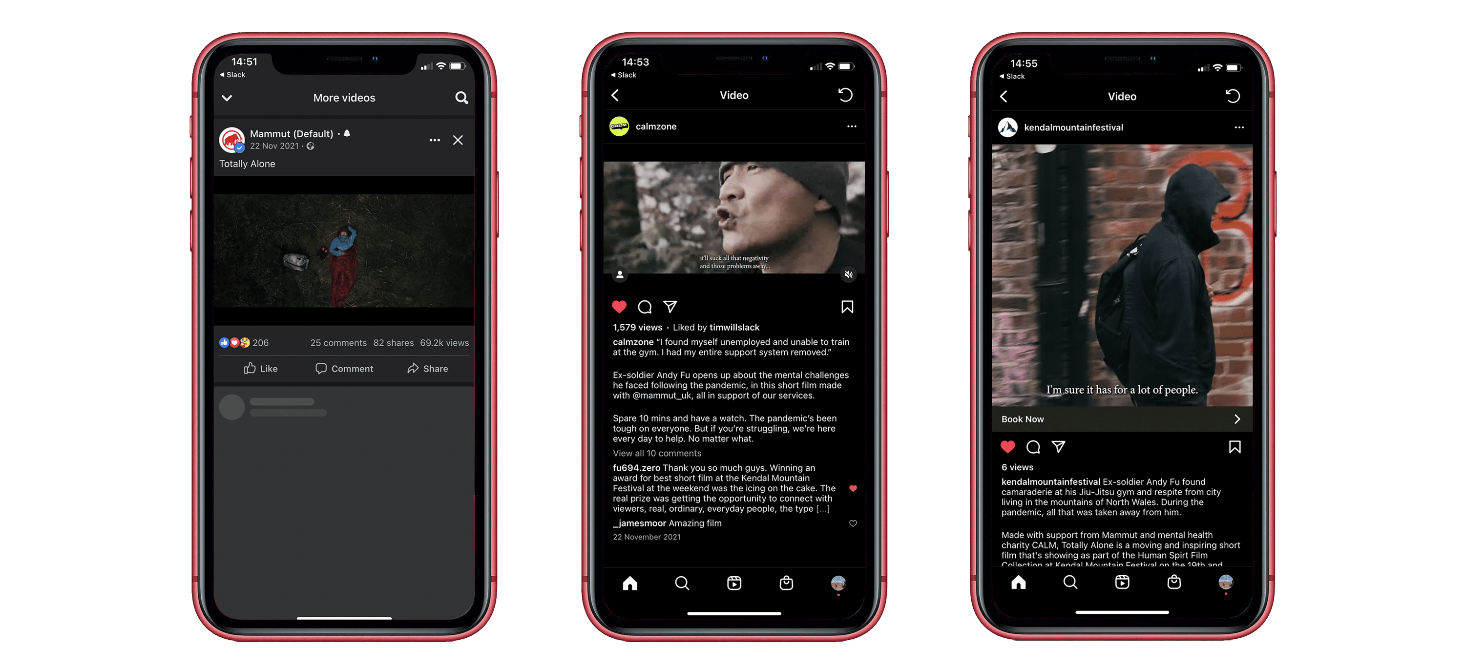 Totally Alone Mammut film organic social post examples