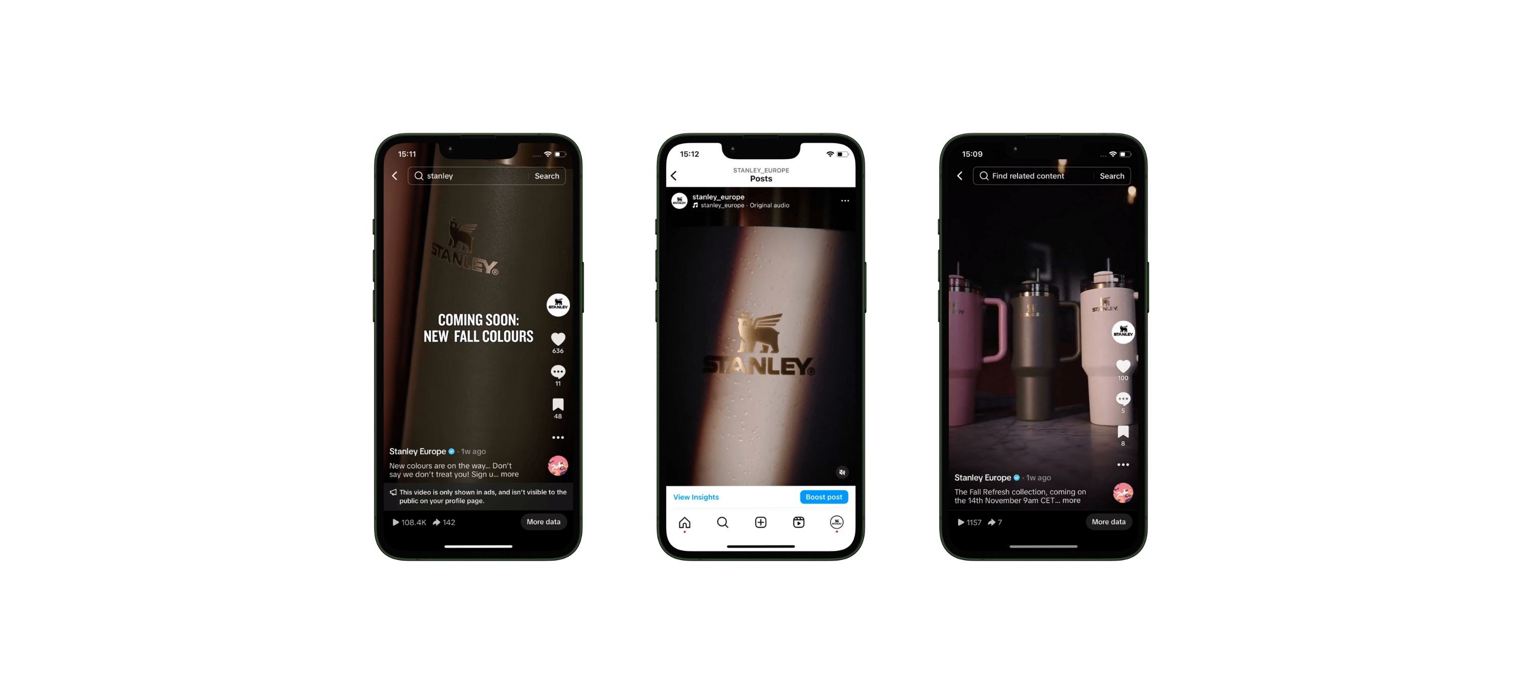 Social media previews of the Stanley Fall Refresh collection