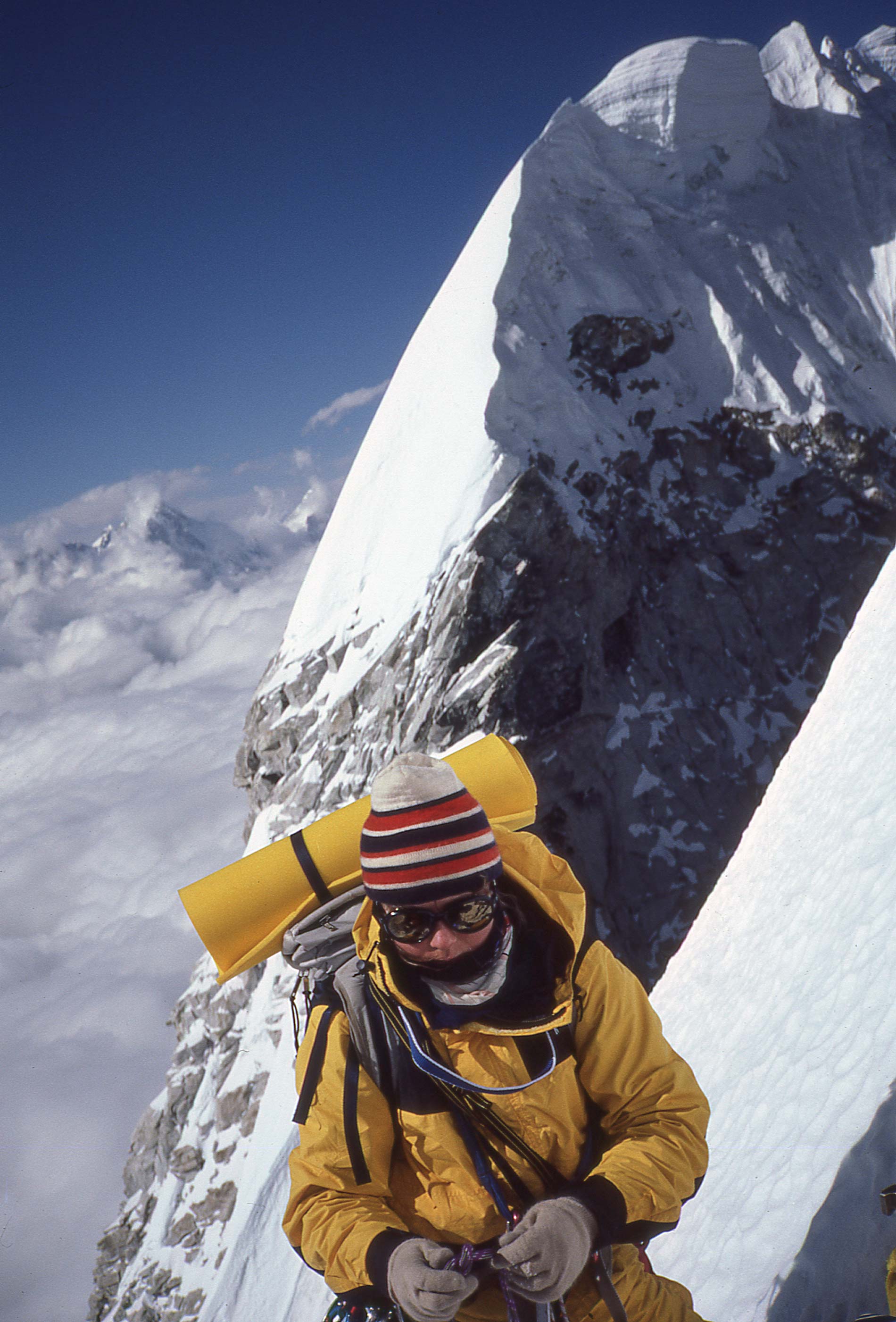 Alison Hargreaves on the northwest ridge of Kangtega. Photo © Mark Twight.