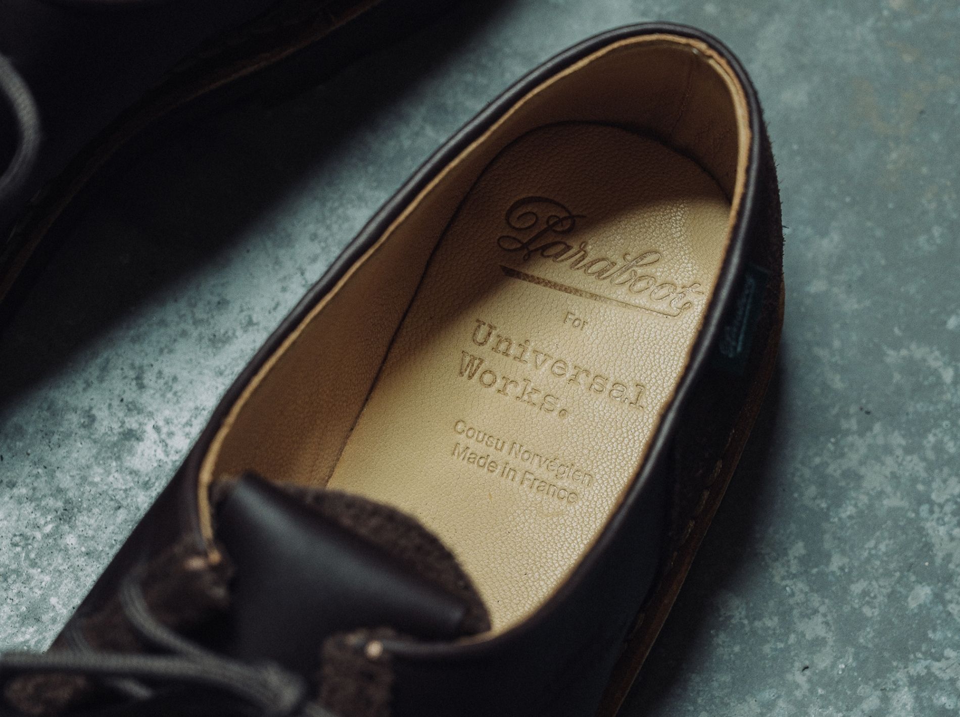 Detail shot of Paraboot x UW collab