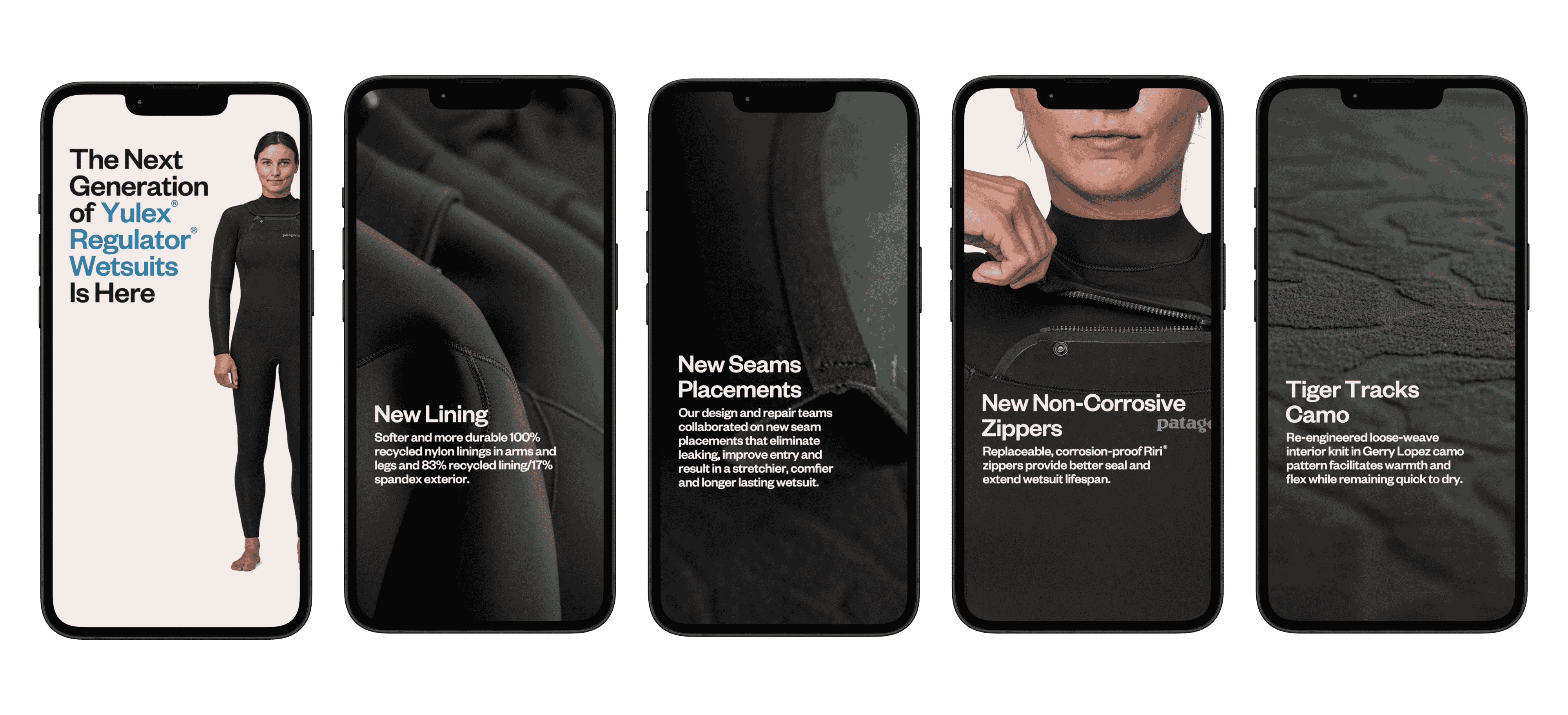 Ad previews for Patagonia Yulex campaign