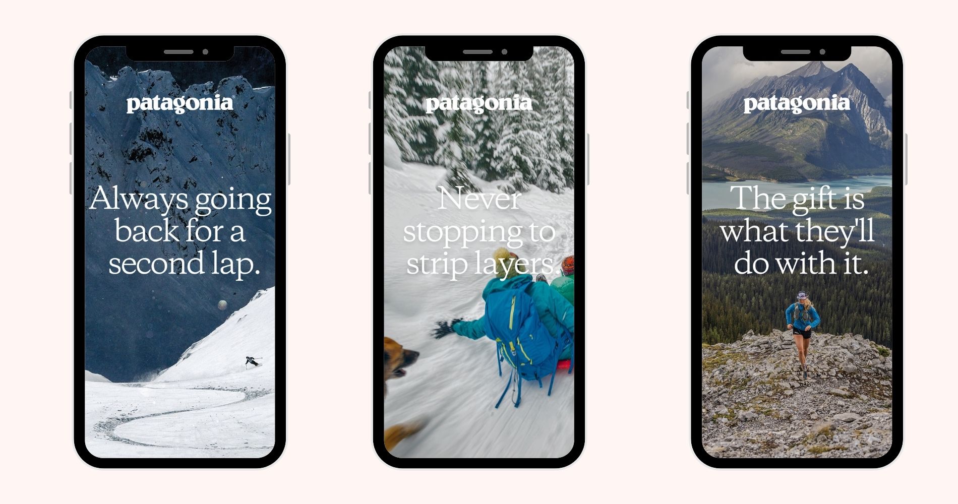 ad previews for the Patagonia Gift Guide Campaign