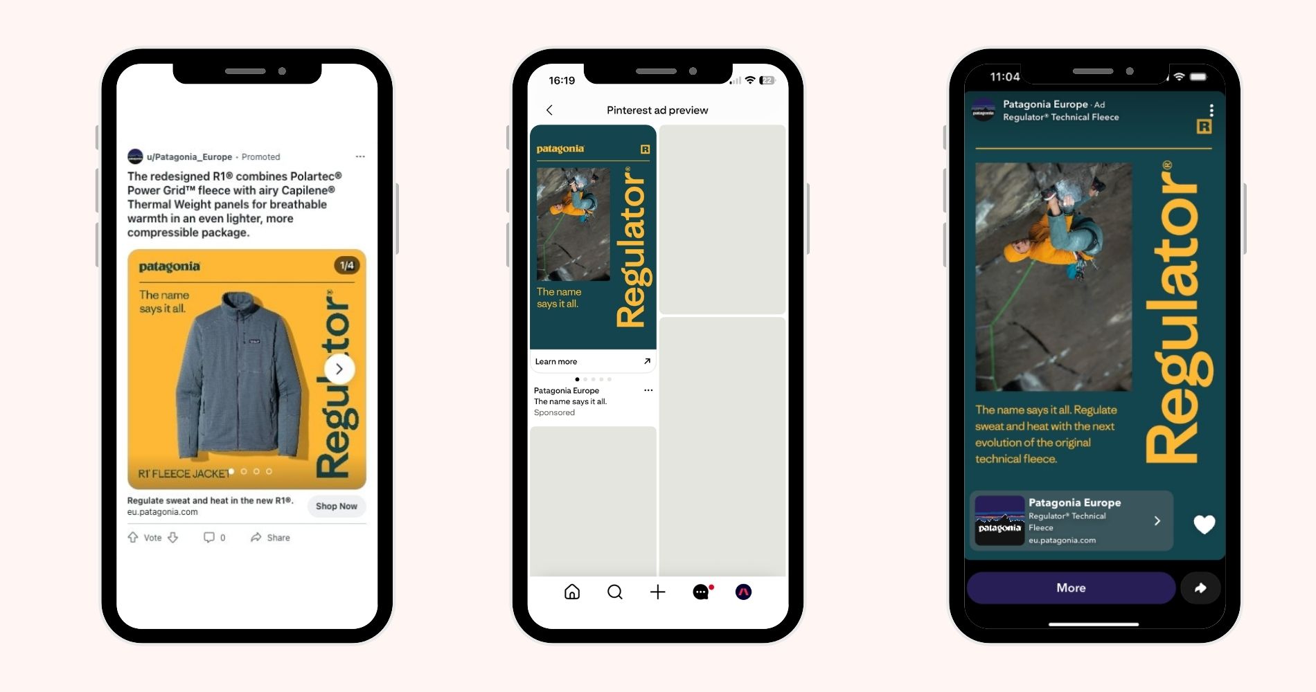 ad previews for Patagonia R1 campaign