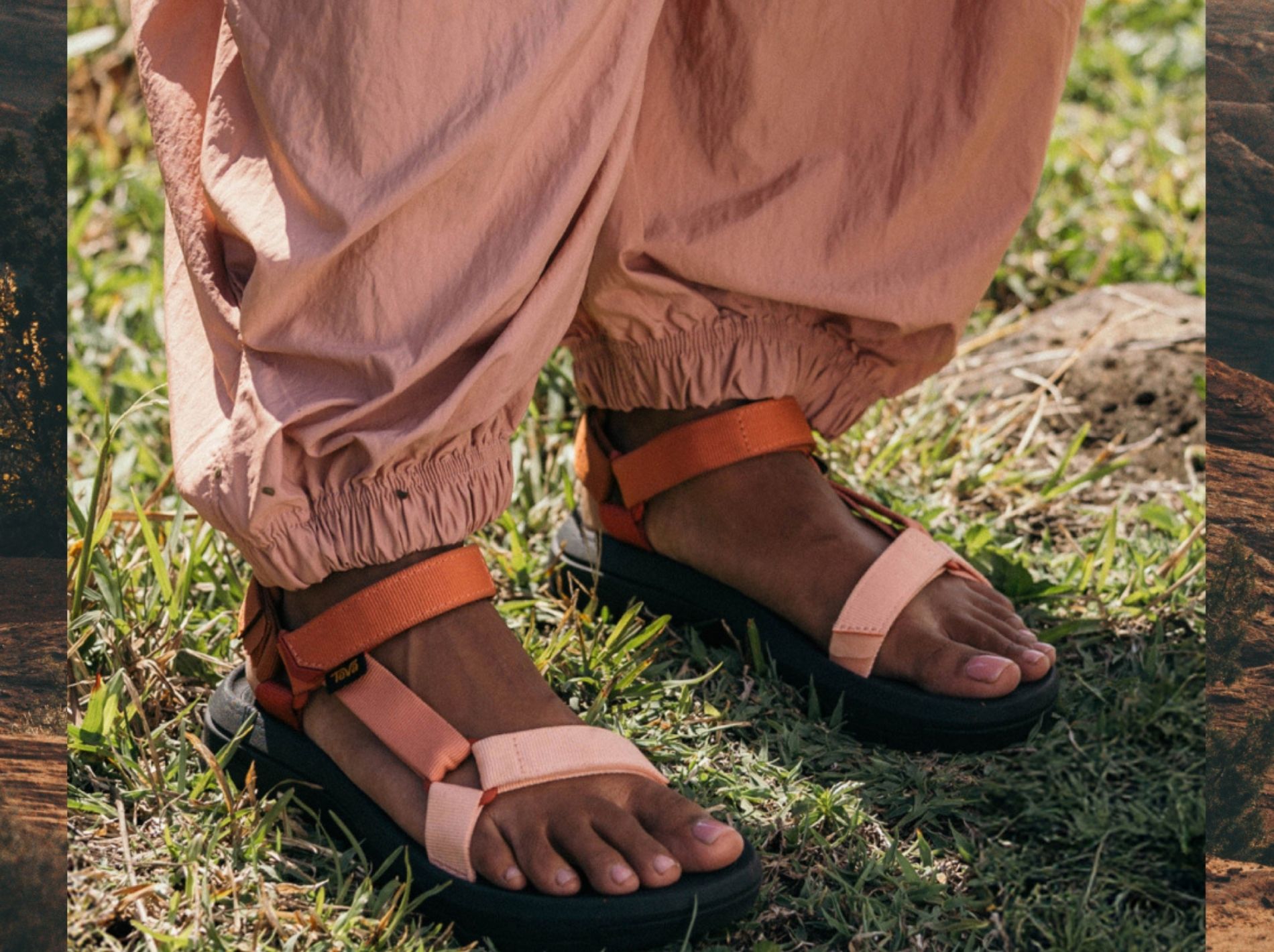 Woman wearing Teva Hurricane XLT3 sandals, close up shot