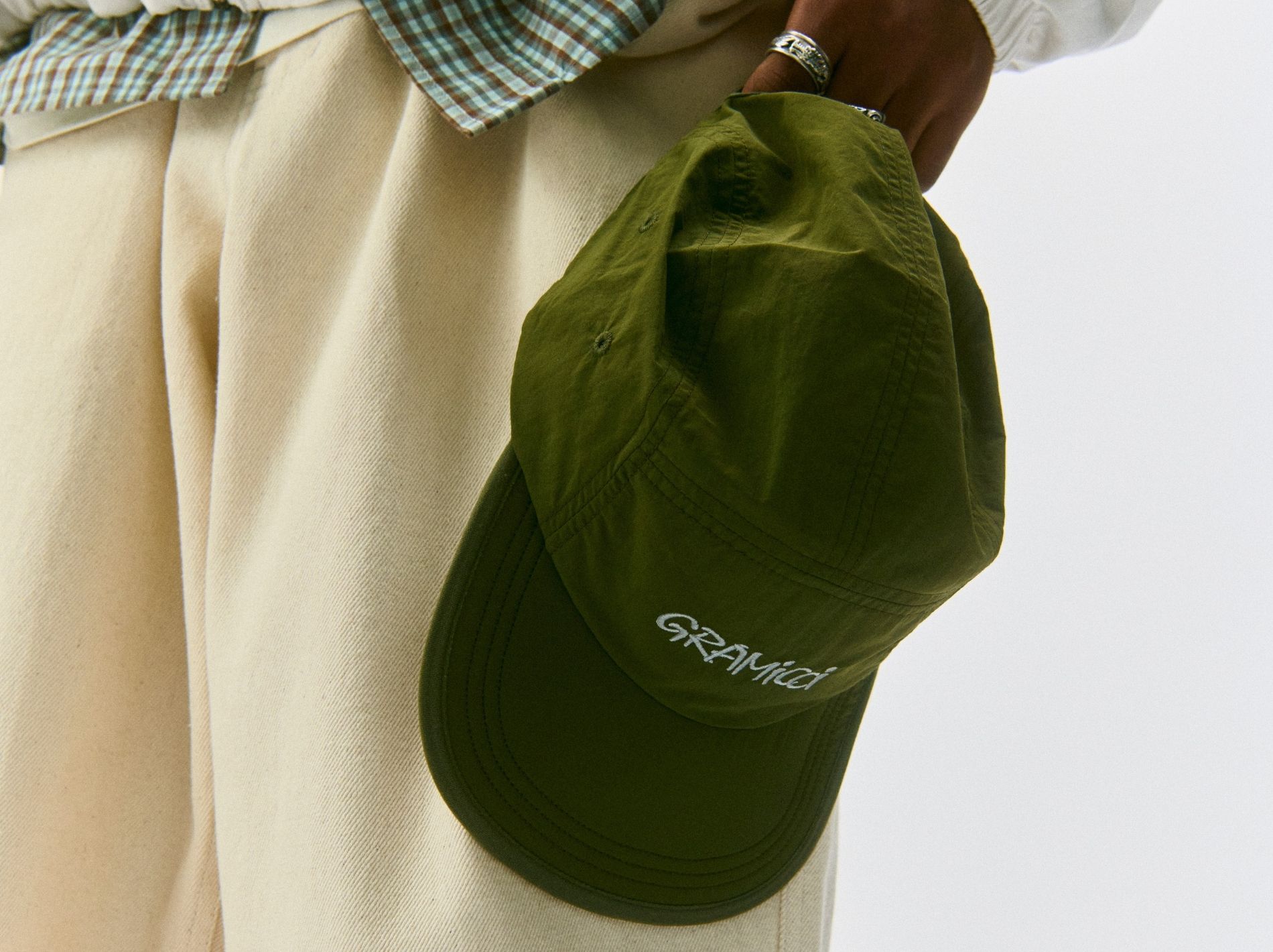 close up of gramicci baseball cap