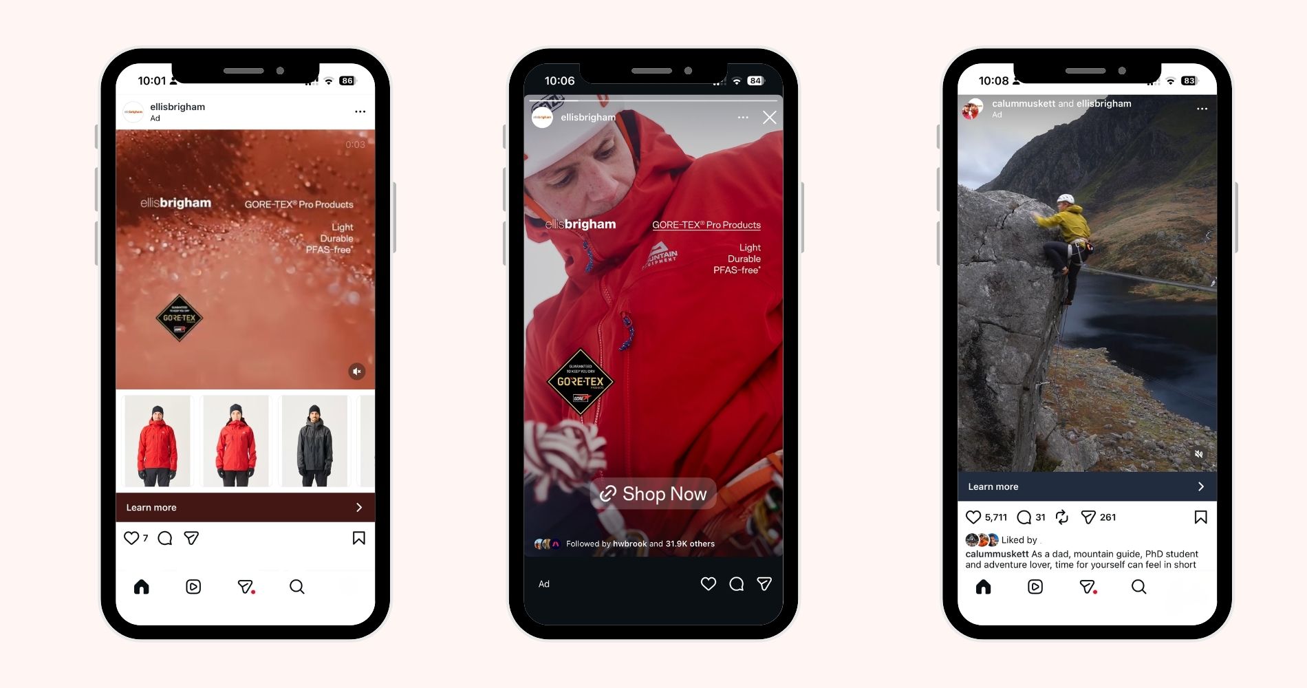 Mobile displays of ads from gore tex marketing campaign.